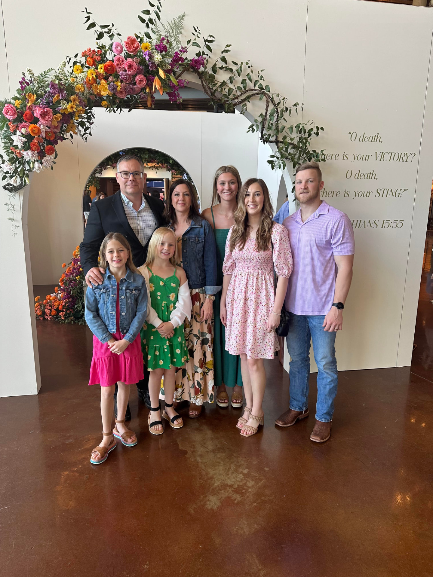 The Pittman family together at church in Lubbock, Texas